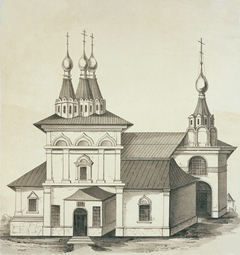 Старый Покровский храм. 1648 год. Литография