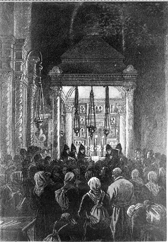 Молебен перед сенью преподобных Кирилла и Марии. XIX век